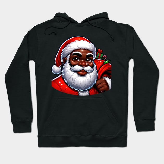 Black Santa, African American Santa Hoodie by TooplesArt